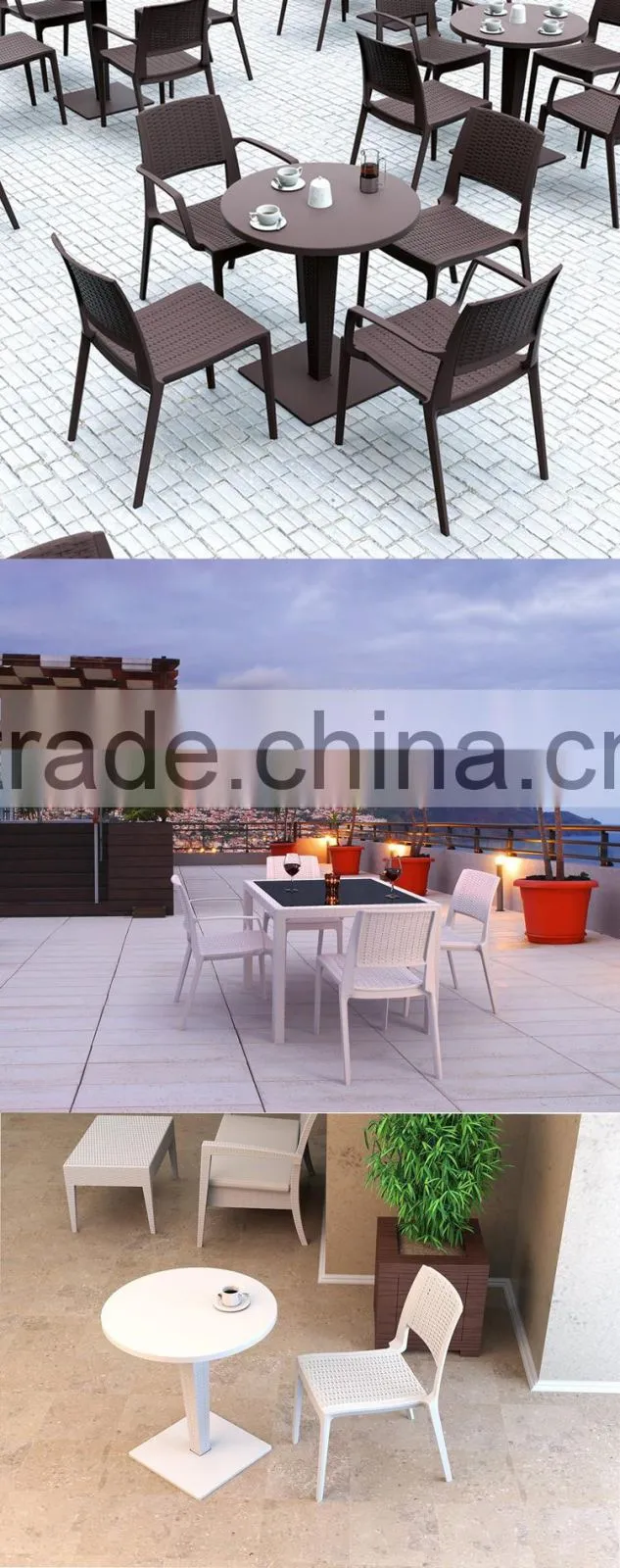 Set Of 4 Simple Fashion Casual Synthetic French Bistro Rattan Chairs Cheap Wicker Rattan Chairs