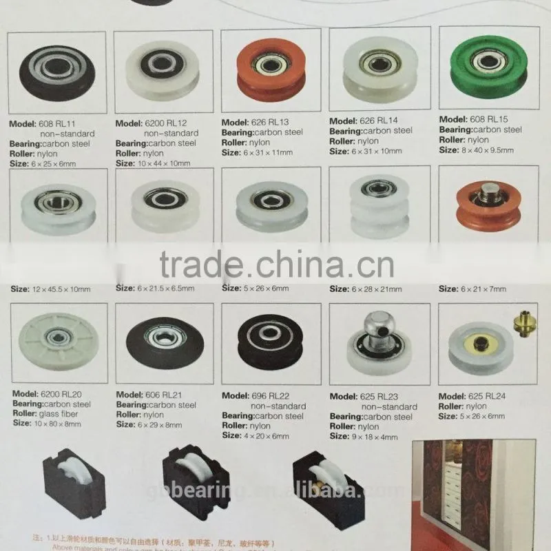 Shower door nylon roller with stainless steel ball bearing 6000