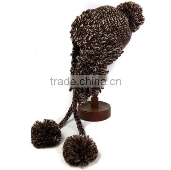 Wholesale custom pom pom knit crochet hat beanie hats
