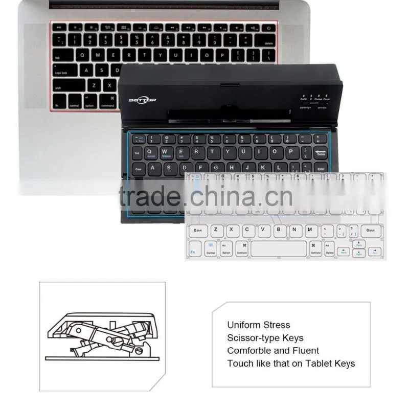 Vensmile Computer keyboard Foldable Portable Bluetooth Keyboard With Kickstand for Android Win10 Black Computer keyboard