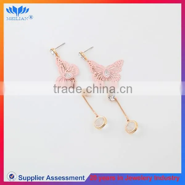 Fashion colorful butterfly charm tassel crystal drop earrings for women wholesale