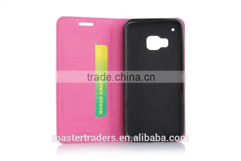 Frosted Auto Pull Flip Wallet PU Leather Case For HTC M9 MT-3024