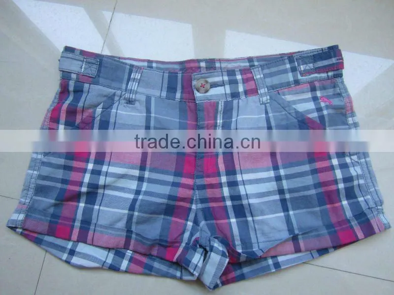 2012 new fashion ladies casual plaid cotton hot shorts