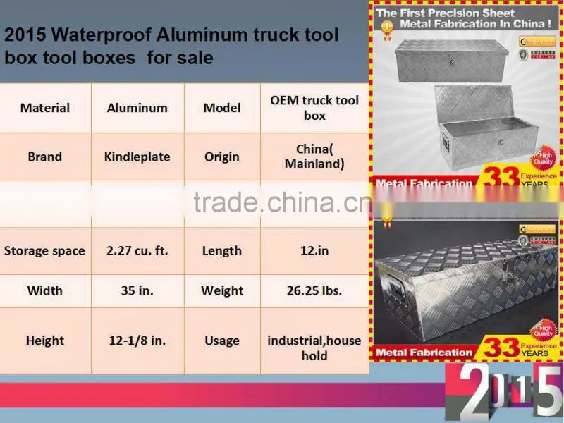2015 Waterproof Aluminum truck tool box for sale