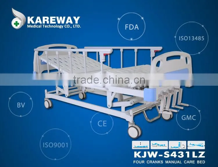 China supplier lift ultra-low disabled 4 cranks popular four crank manual sickroom bed
