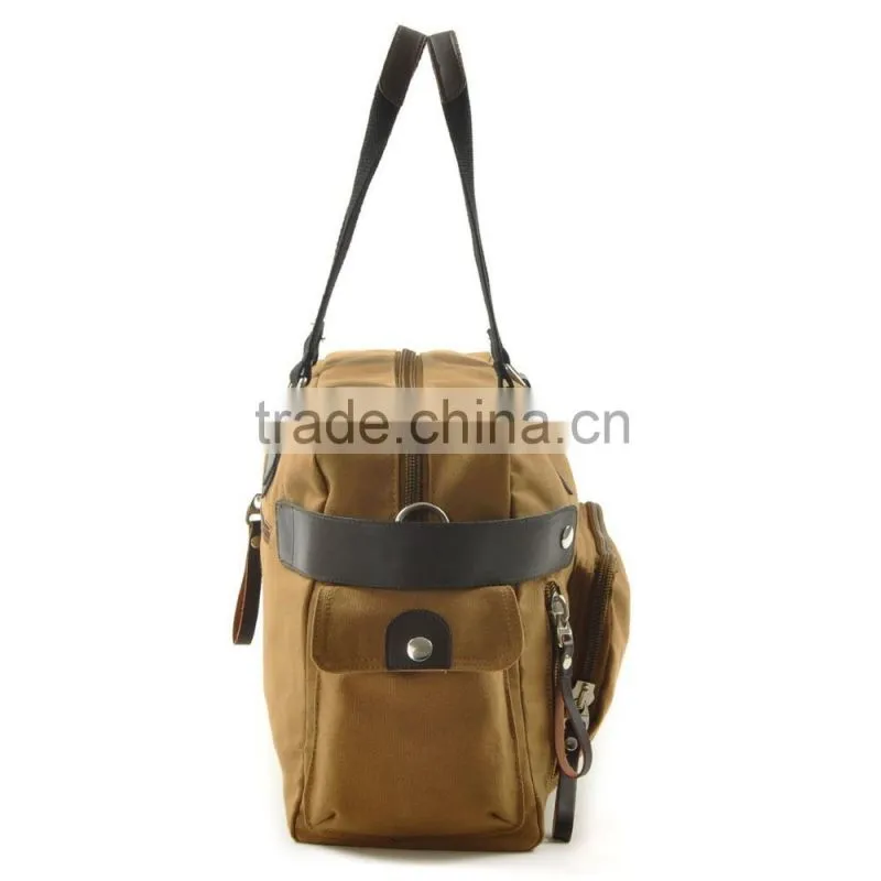 Factory OEM canvas travel sport shoulder bag with pocket on the back