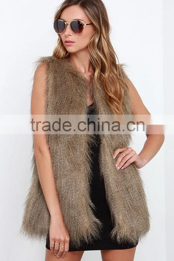 Women Faux Fur vests waistcoats for ladies Coat Outerwear Waistcoat