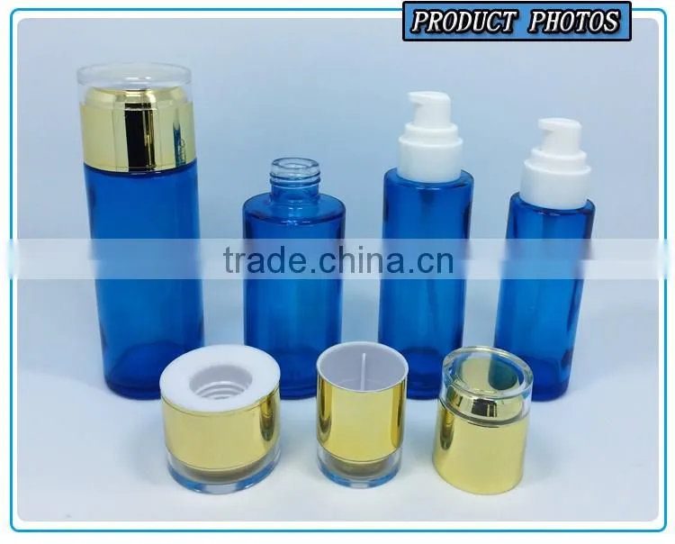 Cosmetics packaging glass pump lotion bottle and glass cosmetic jars