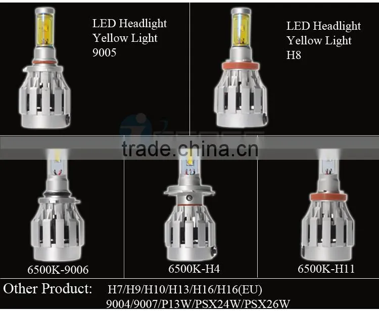 Drive and Fan built-in Headlight All in one Design LED Yellow Light H4