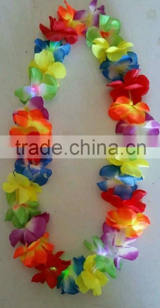 4 LED Light Up Flashing LEI Hawaiian Necklace Rave Party Blinking Floral Flower