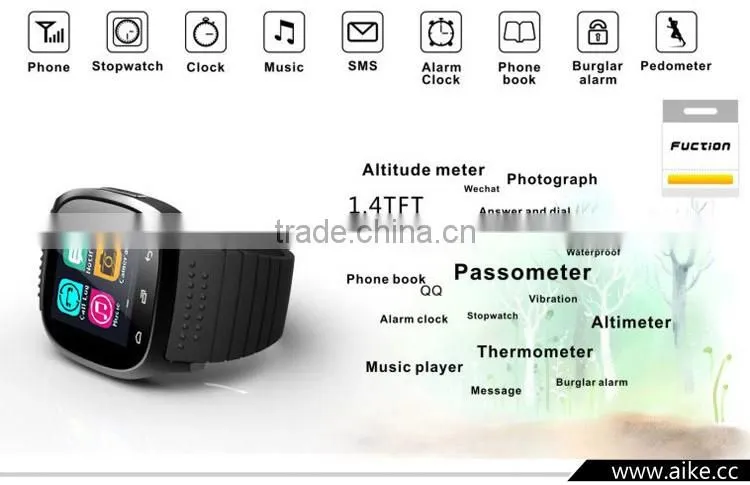 Fashion Sport Bluetooth smart watch M26 wristwatch with Pedometer music player message & call reminder for ios Android phone