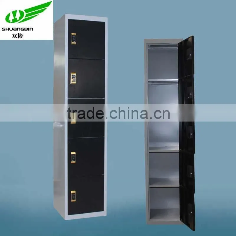 New design High end office furniture, RFID LOCK 5 tier black metal locker cabinet