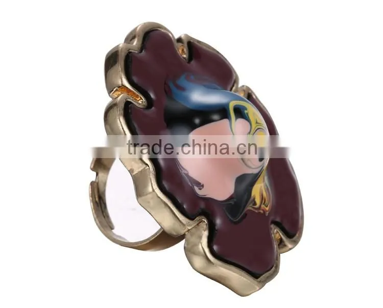 wholesale jewelry mix color oil painting adjustable fashion ring jewelry
