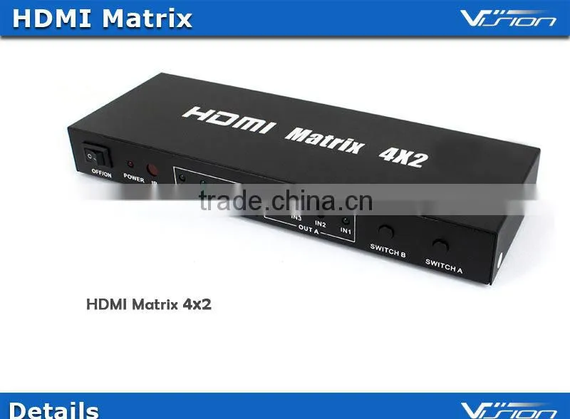 4x2 1080P HDMI Matrix Selector Switch Switcher Splitter w/ Analog Stereo output