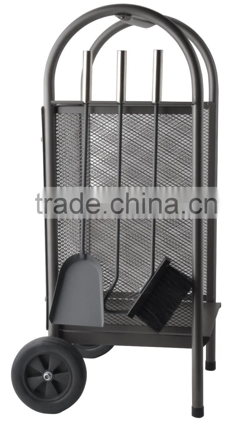 Heavy duty large metal firewood cart with wheels