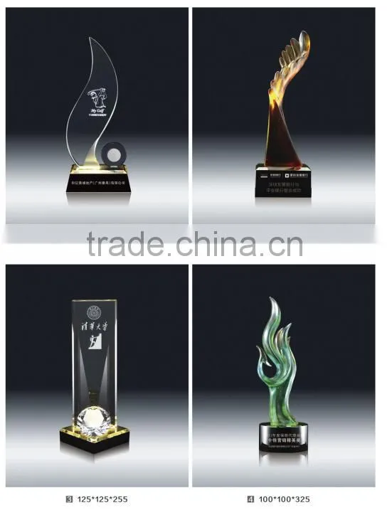 glass art crystal trophy