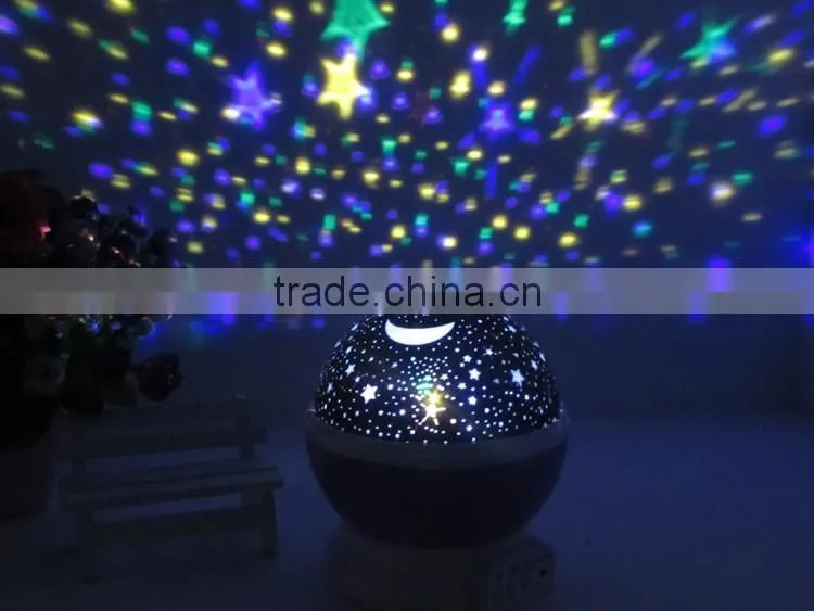 Bright Colours 360 Degree Moon Star Projection Night Light - Kids Baby Bedroom and Nursery - Great Gift Idea