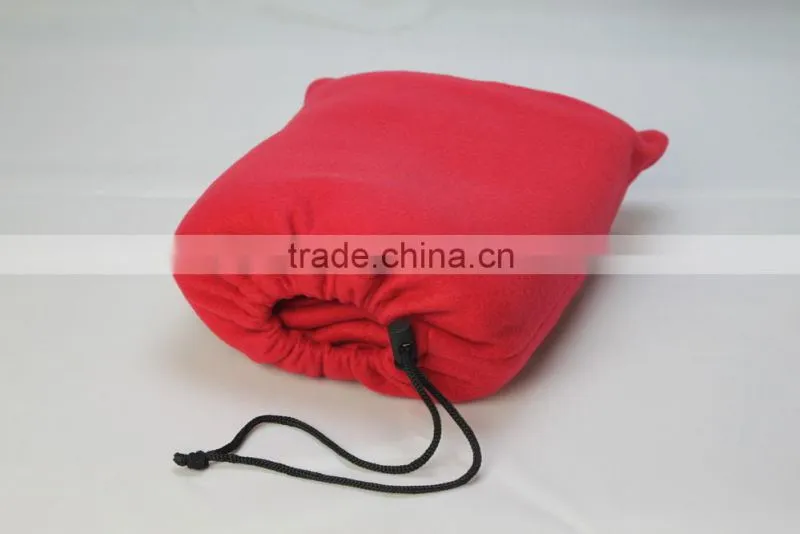 100%Polyester Solid Color Polar Fleece Travel Blanket with Drawstring Bag