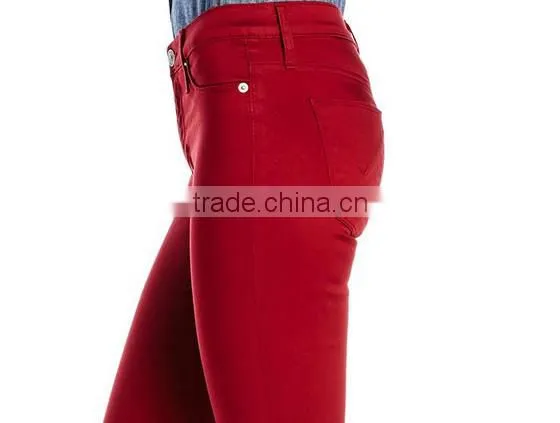 2014 sexy close-fitting leisure demin red jeans
