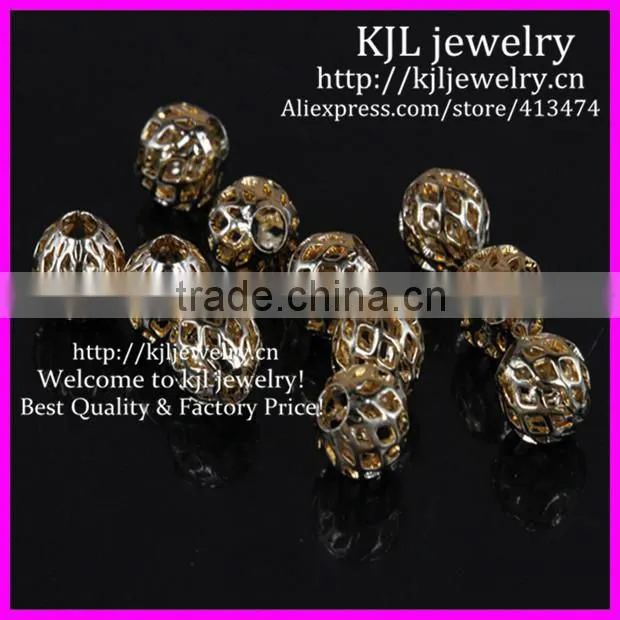 KJL-BD5322 Fashion Silver Plated Net Ball Spacer Big Hole Charm Beads Fit DIY European Bracelets 9x9mm