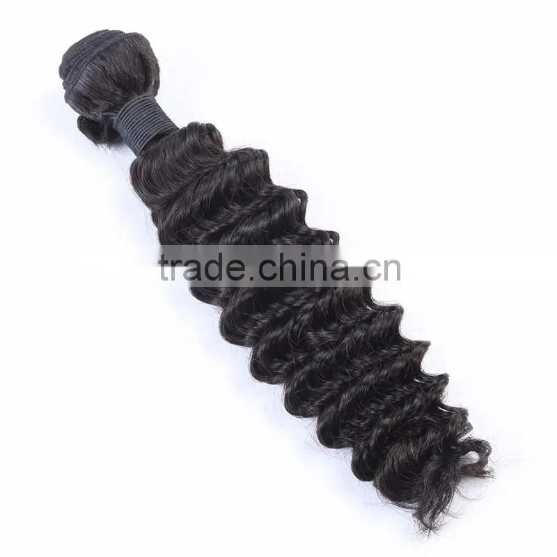 Machine-made deep wave weft hair extensions double drawn weft