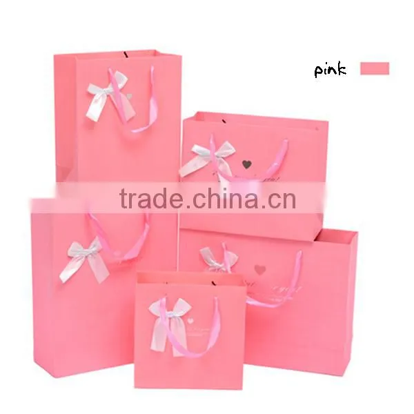 Colorful Ribbon Multiple Sizes Paper Bag For Gift