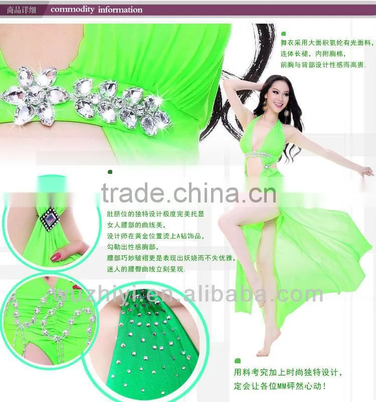 Belly Dance Costumes,Blue Silk Sexy Nice Belly Dance Wear,Belly Dance Performance Dress for Dancer (QC2115)