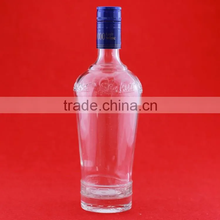 Excellent quality frosted liquor round bottles empty fancy bottles clear drink bottles 750ml