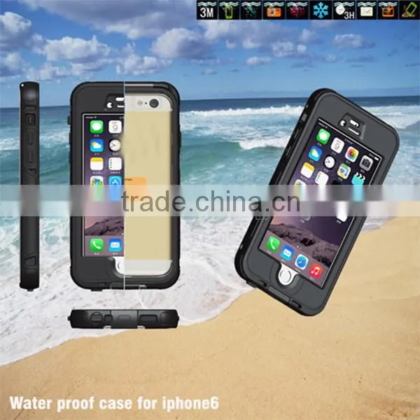 Black Fingerprint Recognition Shockproof Waterproof Phone Case for iPhone 6 4.7 Inch
