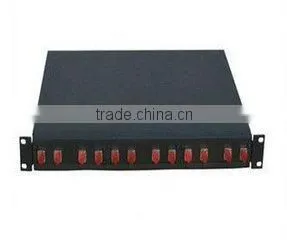 12 ports Rack-mount 1U 19inch fiber optic patch panel suitable for fc/st/sc adapter
