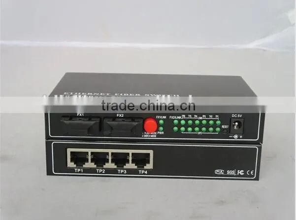 Fast transmission rate fiber optic transceiver 2SFP port & 4RJ45 ports 100m, fiber optic media converter
