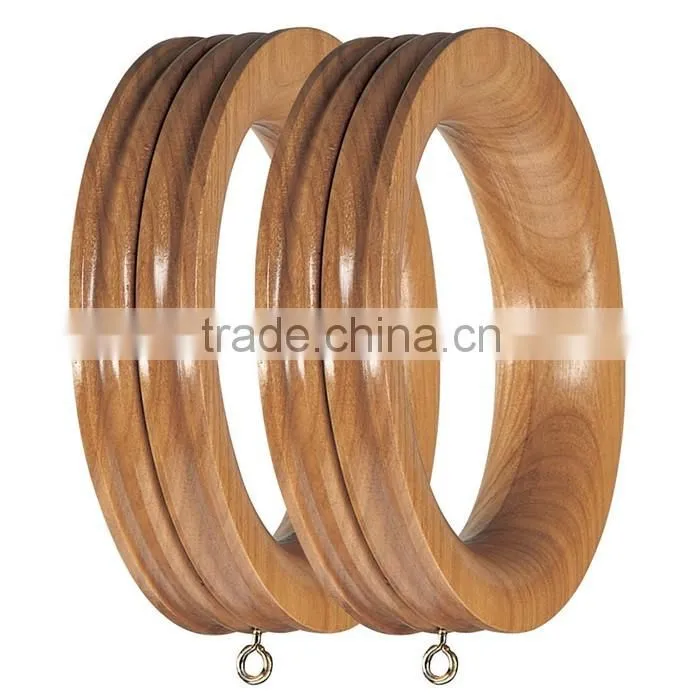 Custom high quality unfinished curtain ring,soft varnished wooden curtain ring
