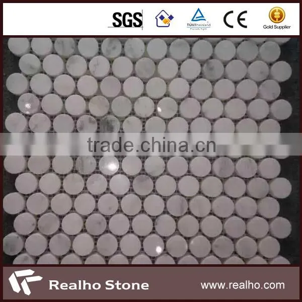 art calacatta white penny round marble mosaic tile