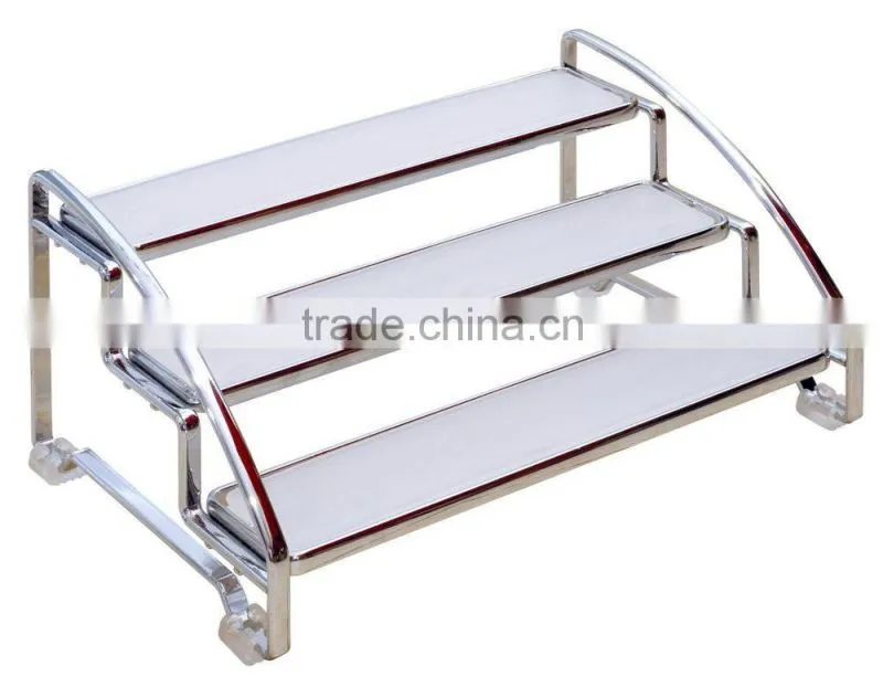 Kitchen Bathroom Utility Room Two-Tier Chrome Sliding Cabinet Shelf Organizer