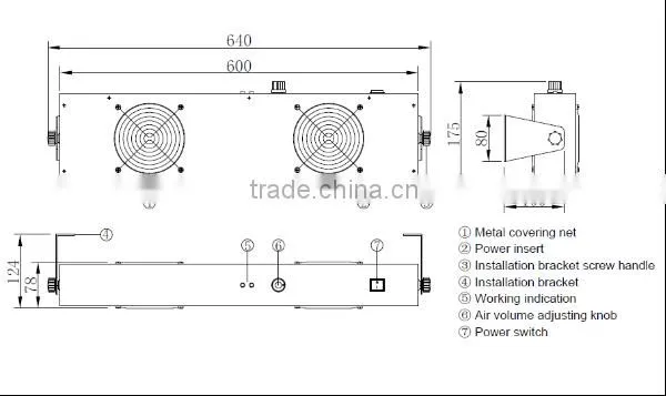 AP-DC2452 DC 24v Overhead ionizing air blower anti static blower