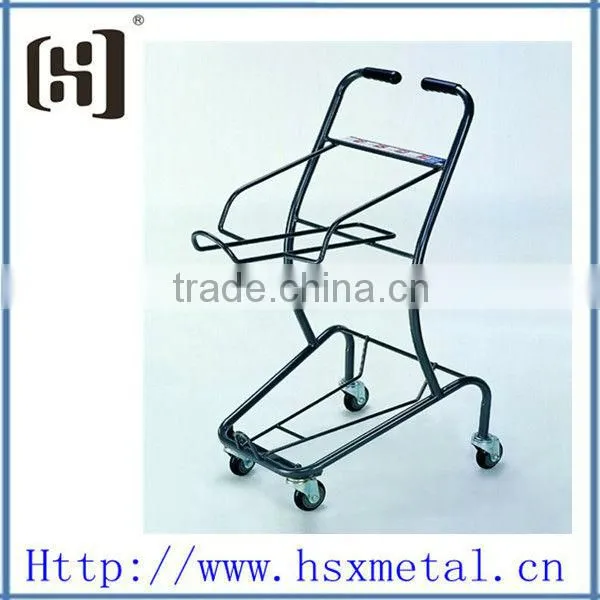 powder coat metal wire basket carts with 4 wheels /metal shopping carts HSX-S480