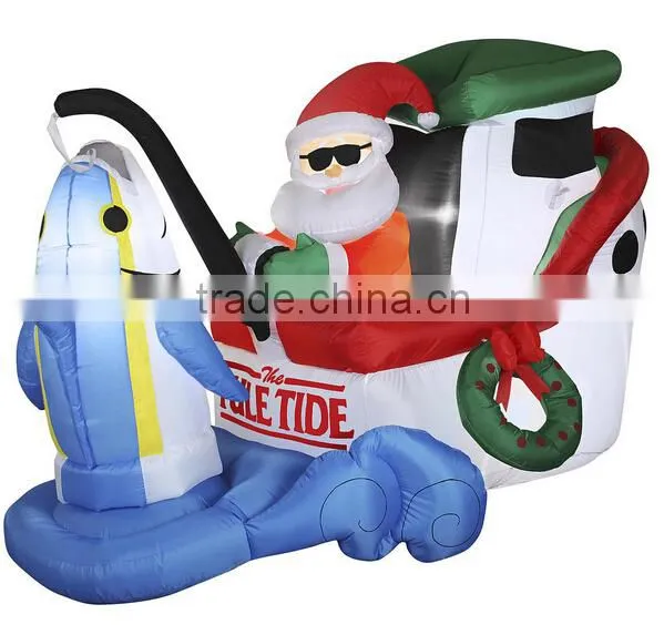 Christmas Decoration Inflatable Santa Claus with Fishing