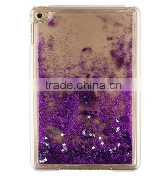 Hard plastic bling bling flowing sand tabet case for ipad mini, for mini ipad 4 cover case sparkling quicksand design