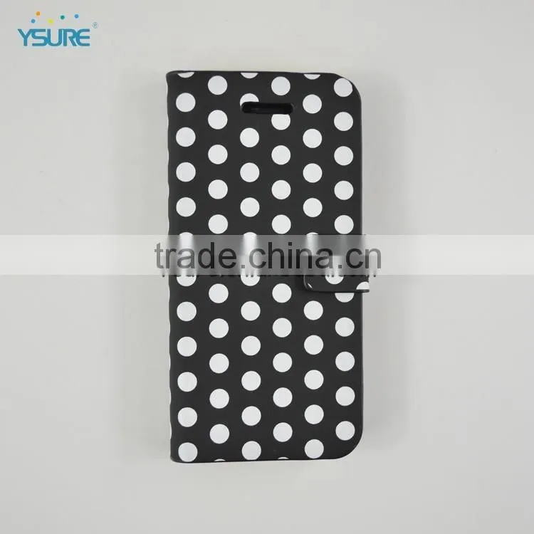 Simple Style PU leather case For iPhone 5c with White Spot , big magnet and support ability that easy to watch video