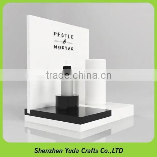 Wooden mdf holder stands acrylic lipstick stand mdf wood cosmetic display for beauty products