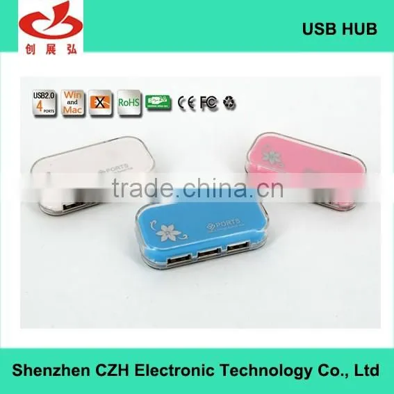 Colorful usb por hub, Plastic casing 4 port usb 2.0 hub