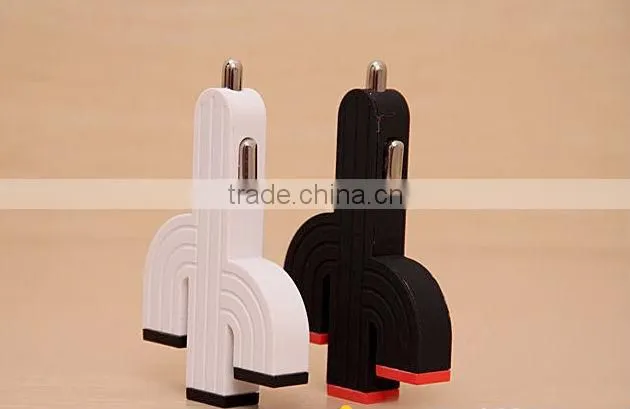 cactus shape usb charger 5v 4a three usb port universal mini car charger for mobile phone