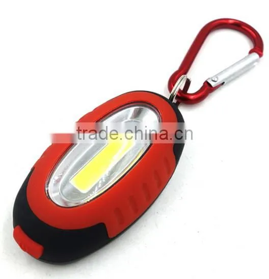 Hot Sales Promotion Egg Shape High Power COB LED Keychain Light Cheaper Gift carabiner Bag Reflector Flashlight Rubber Coating