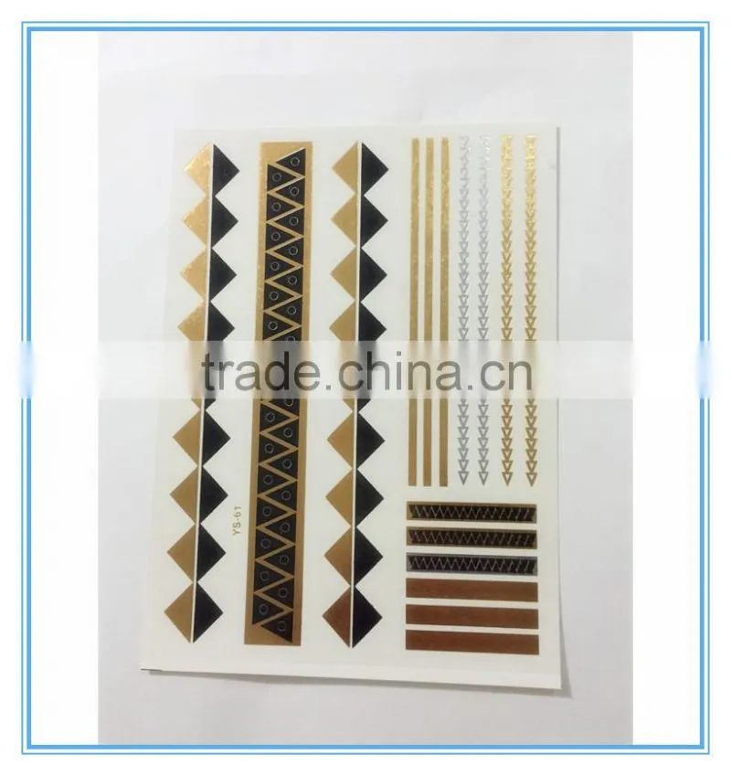 non-toxic temporary metallic fashion water transfer sticker body tattoo