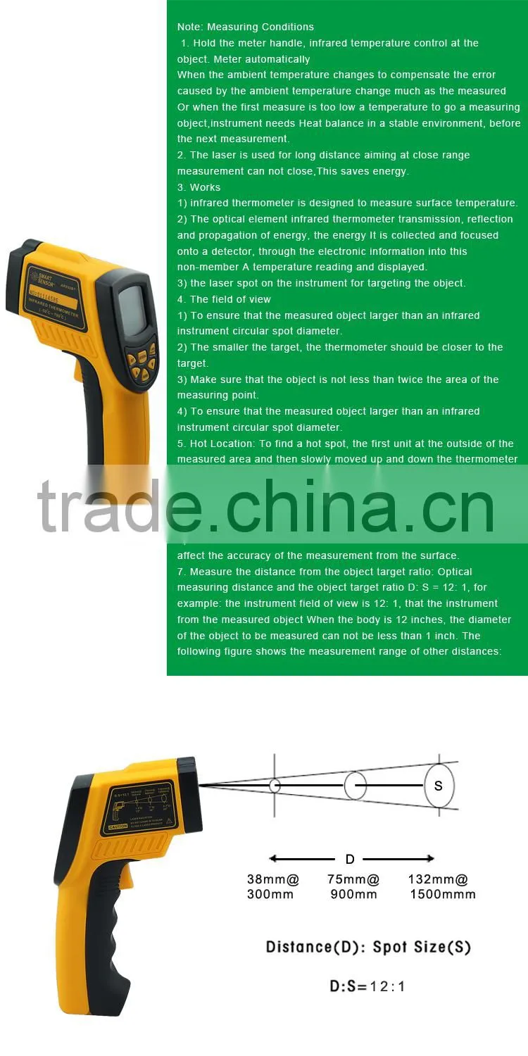 Precision Temperature Thermometer Range -50~700 Celsius Infrared Thermometer Temperature Instrument