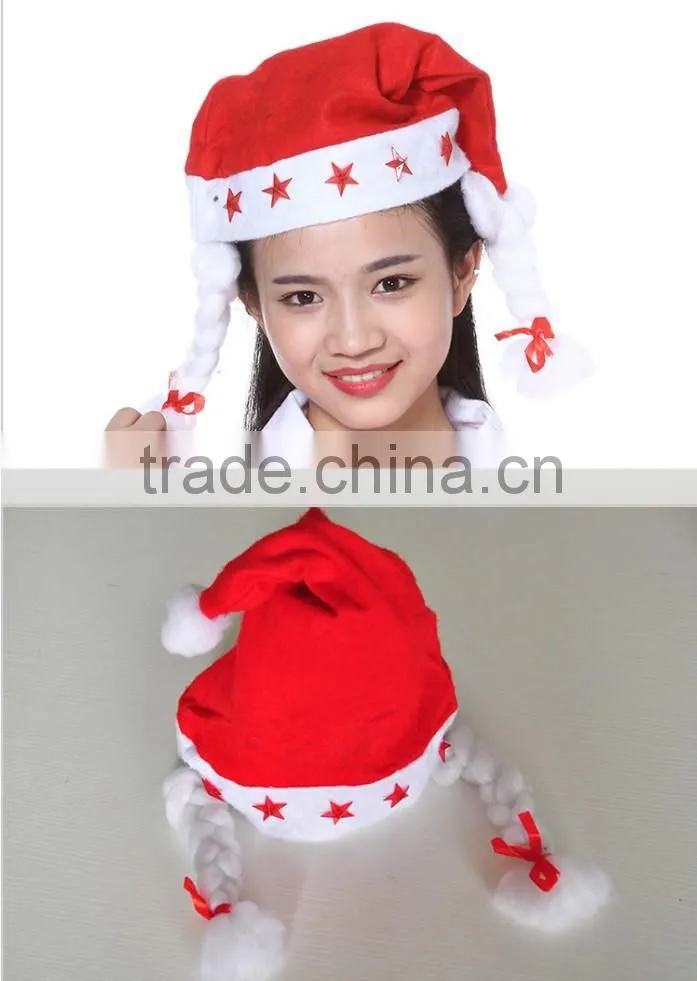 Christmas santa hat with Braid