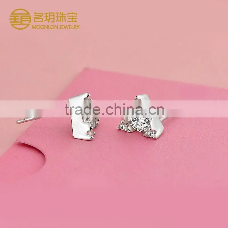 Fashion geometric figure sterling silver gemstone stud earrings for stylish women