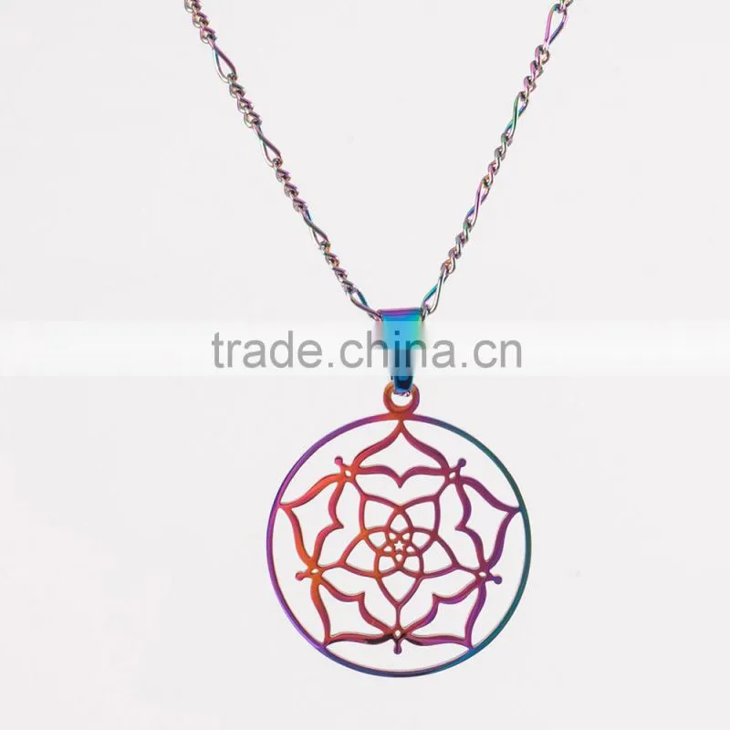 Wholesale chakra jewelry fashion long chain necklaces flower pendant