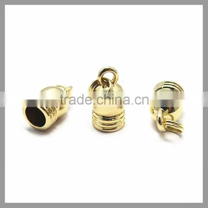 Gold Plating Metal End Cap For Leather Cord