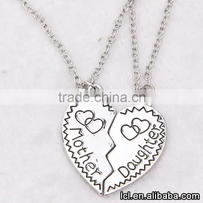 Mother and daughter broken heart necklace, hot sale broken heart chain necklace